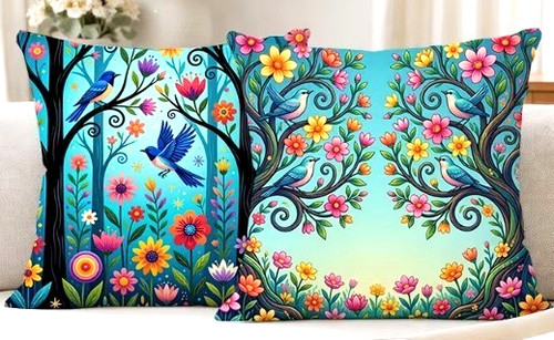 Set teal blue printed - set, of