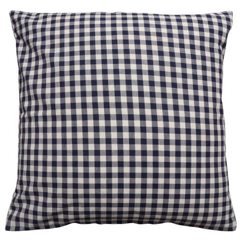 Navy gingham check cushion - gingham,