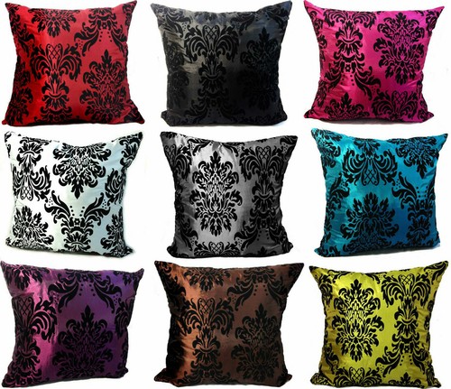 Flocked damask cushions - cushions, or
